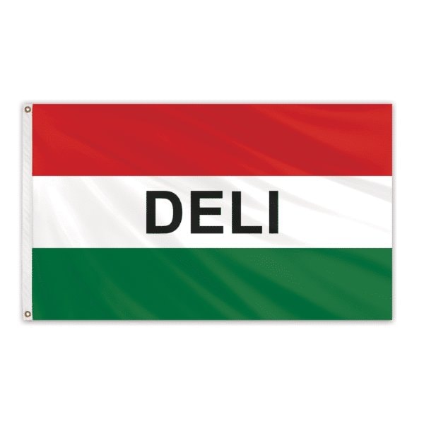 Global Flags Unlimited Deli Red/White/Green Message Flag 3'x5' Standard Flag 204624 - main